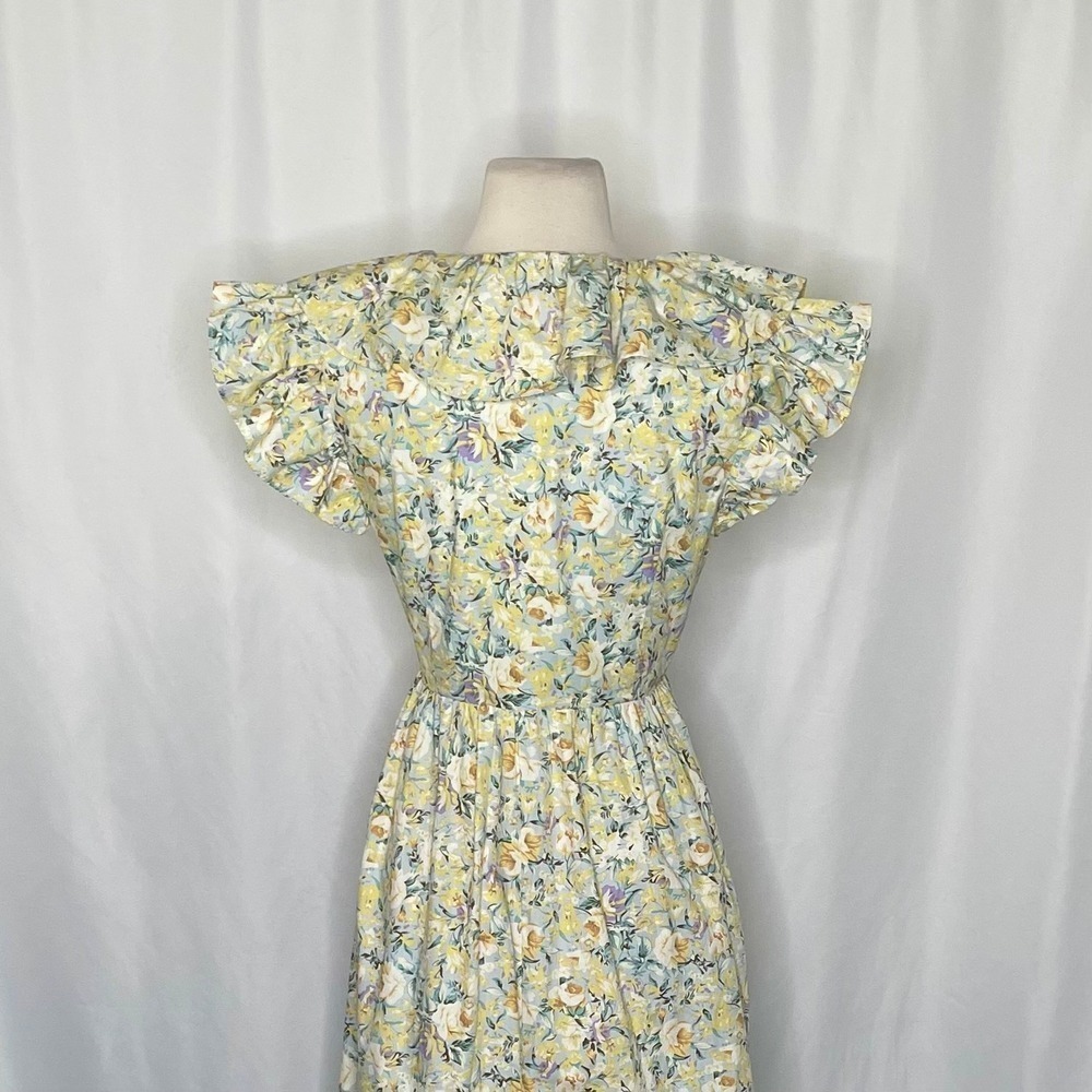 O.P.T. Kate Floral Ruffled Midi Dress One Pretty Time Pockets Ruffles Small - Picture 12 of 16